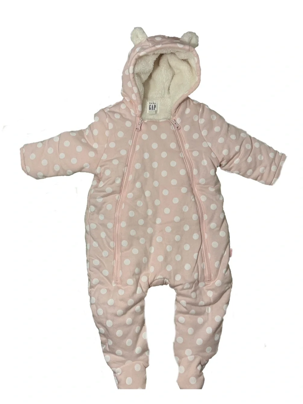 GAP Baby Pink Polka Dot Hooded One-Piece outdoor wear jacket